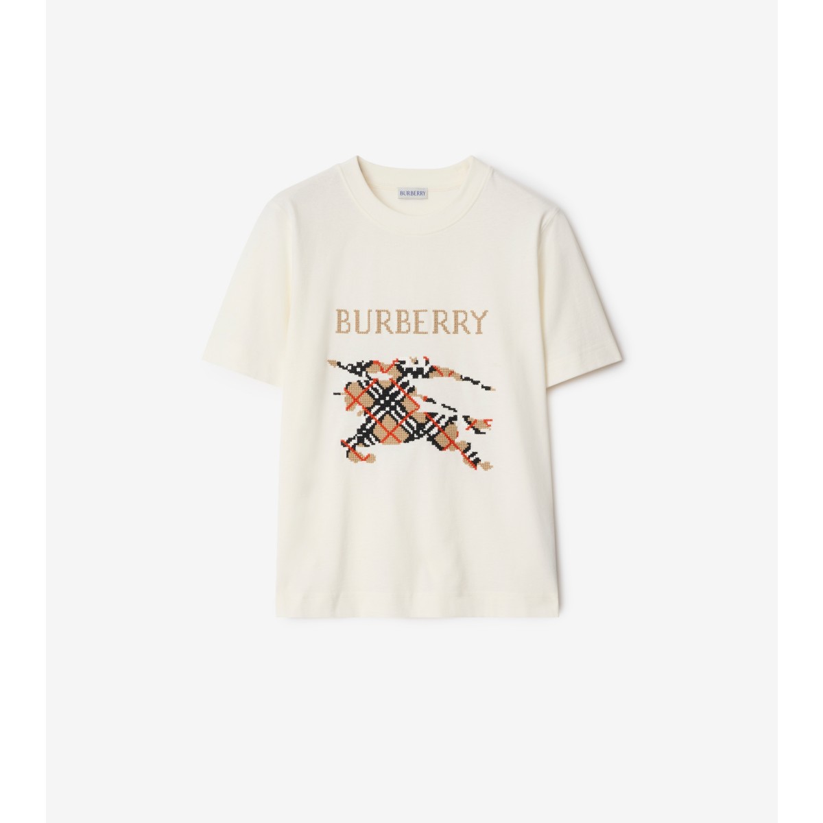  Check Cross Stitch Knight​ Cotton T-shirt