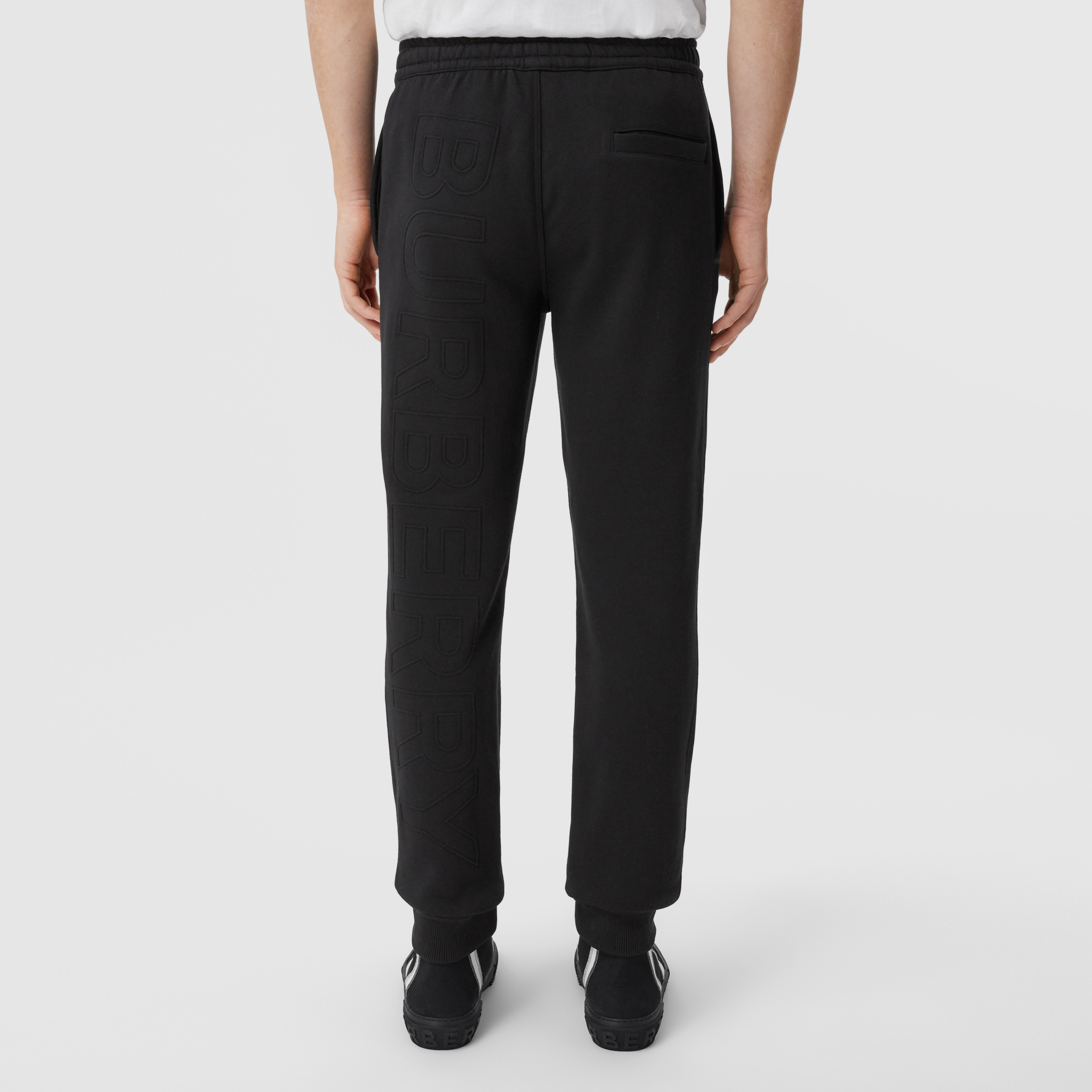 Logo Print Cotton Jogging Pants in Black Men Burberry® Official