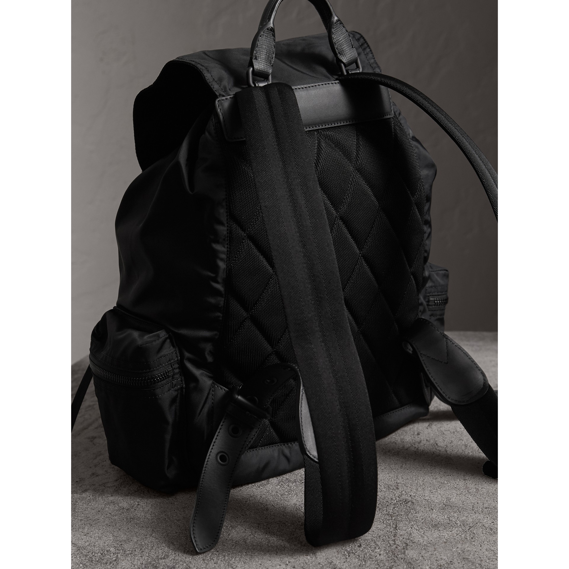 The Rucksack Backpack in Technical Nylon and Leather Burberry