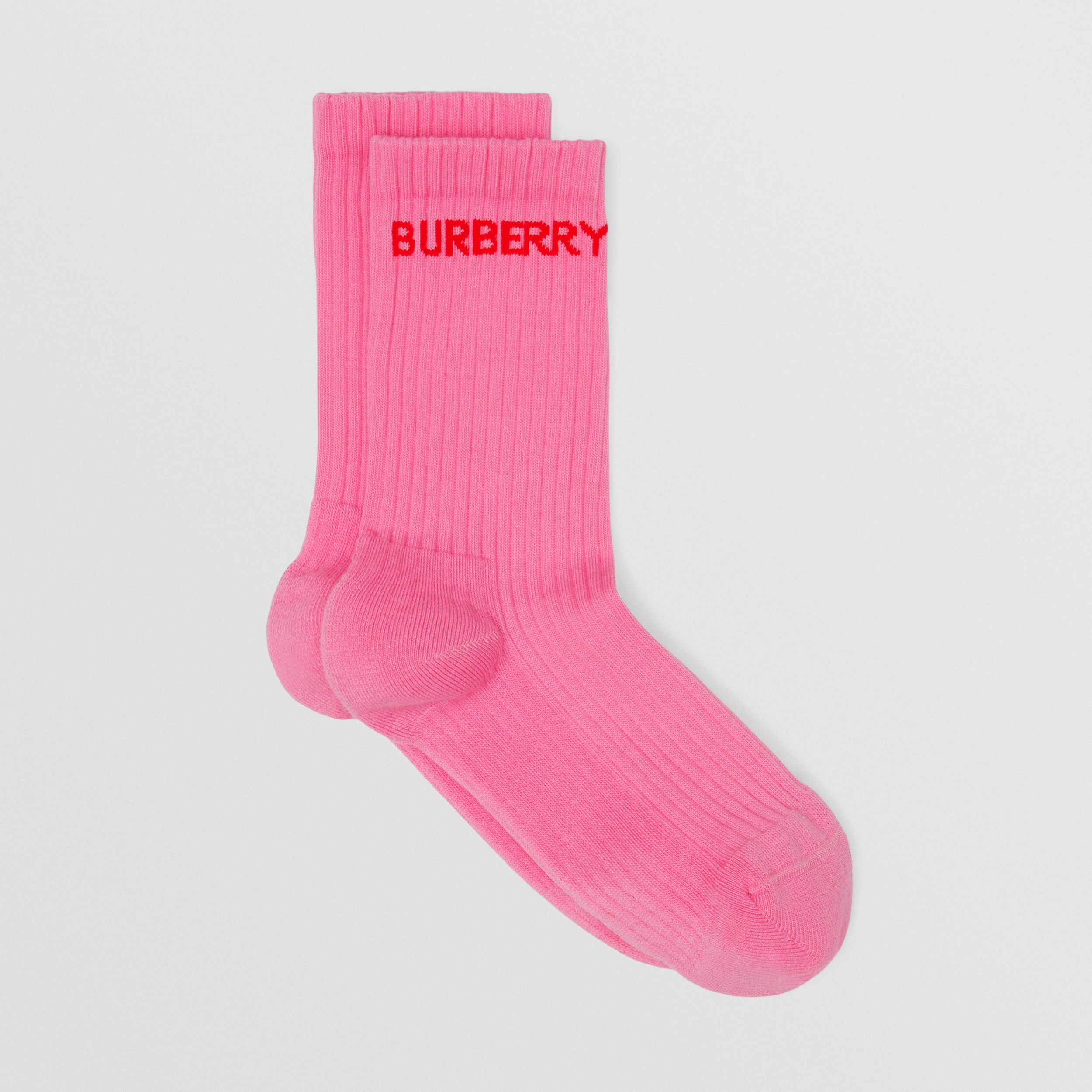 Stretchbaumwoll-Socken mit Logo in Intarsienoptik (Kaugummirosa) | Burberry® - 4