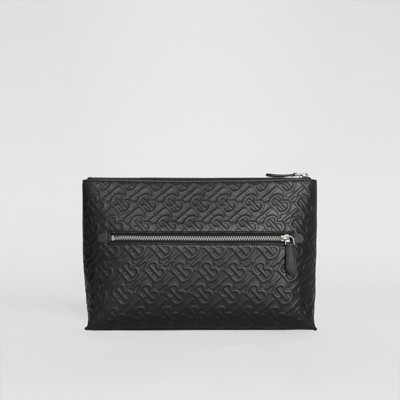 Monogram Leather Zip Pouch in Black 