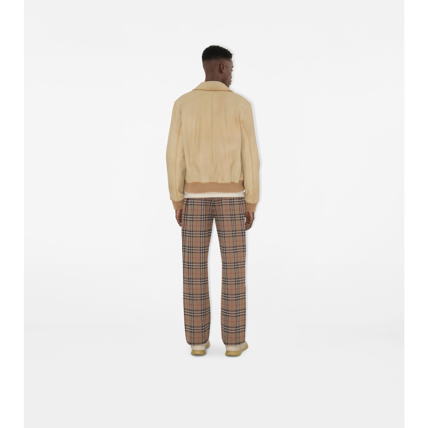 Track pants de mescla de algodão em Check