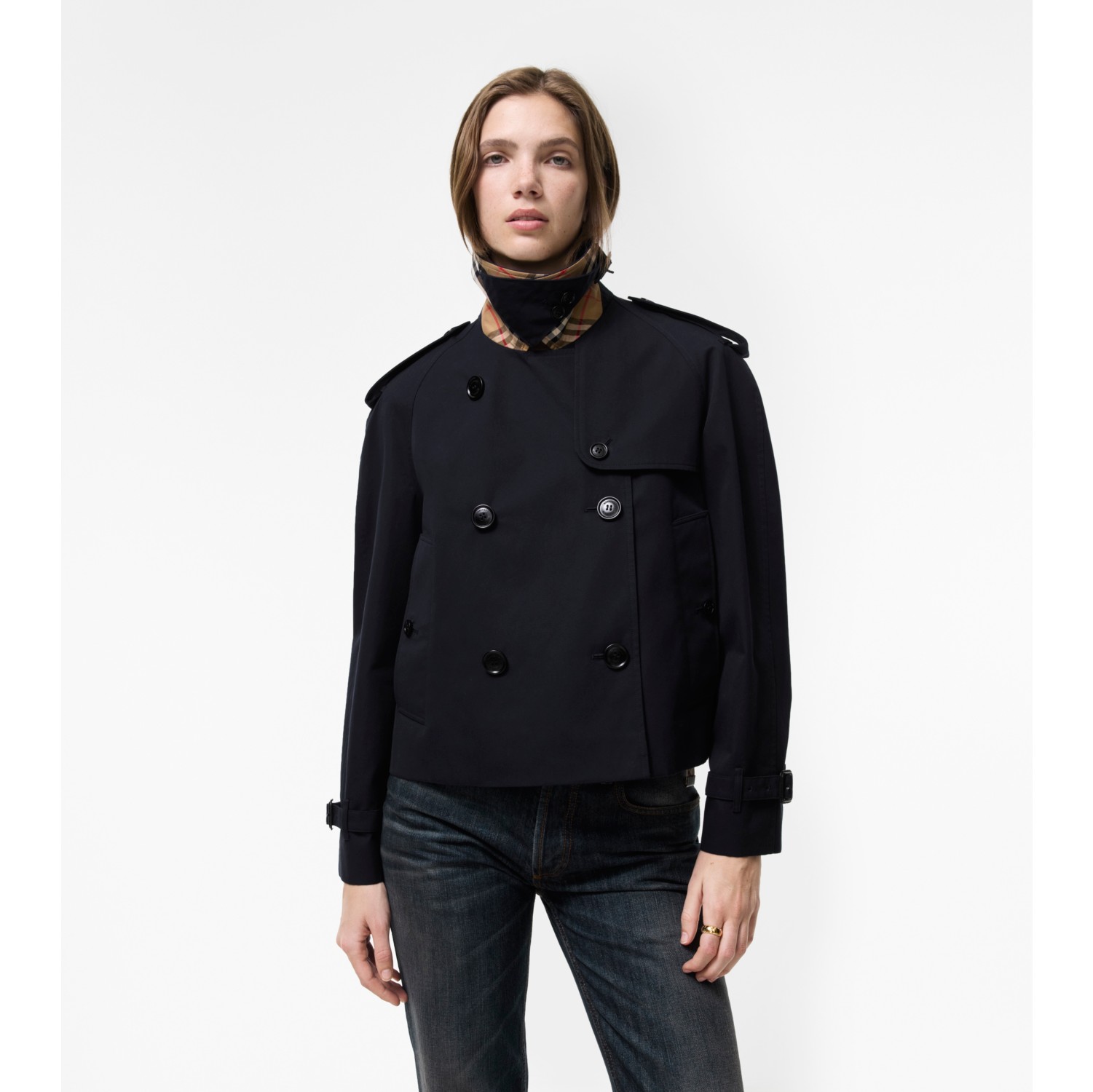 Cropped Gabardine Mayfair Trench Jacket