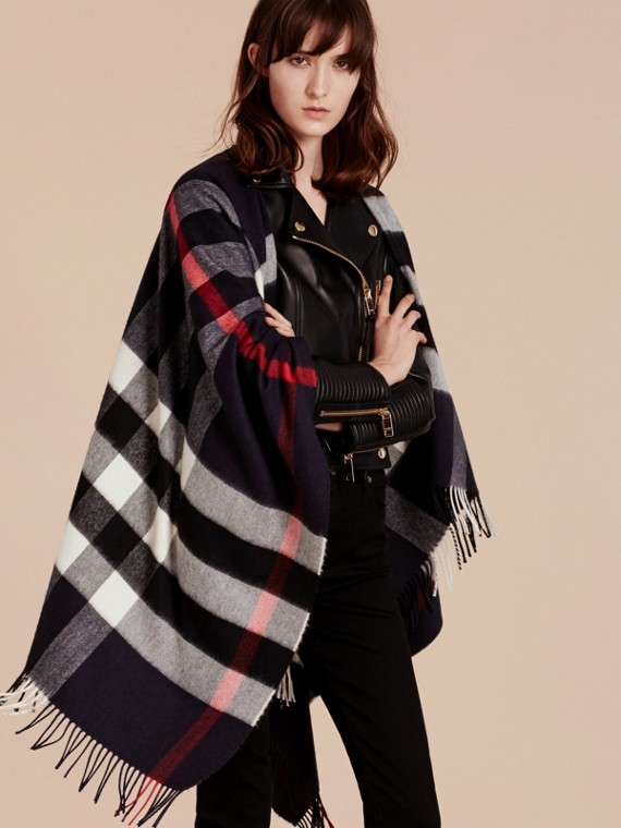 Check Wool and Cashmere Blanket Poncho | Burberry
