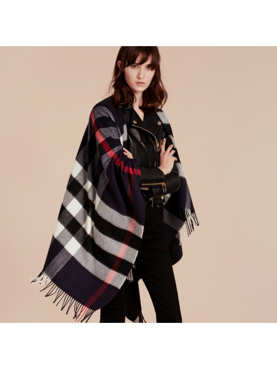 Check Wool and Cashmere Blanket Poncho | Burberry