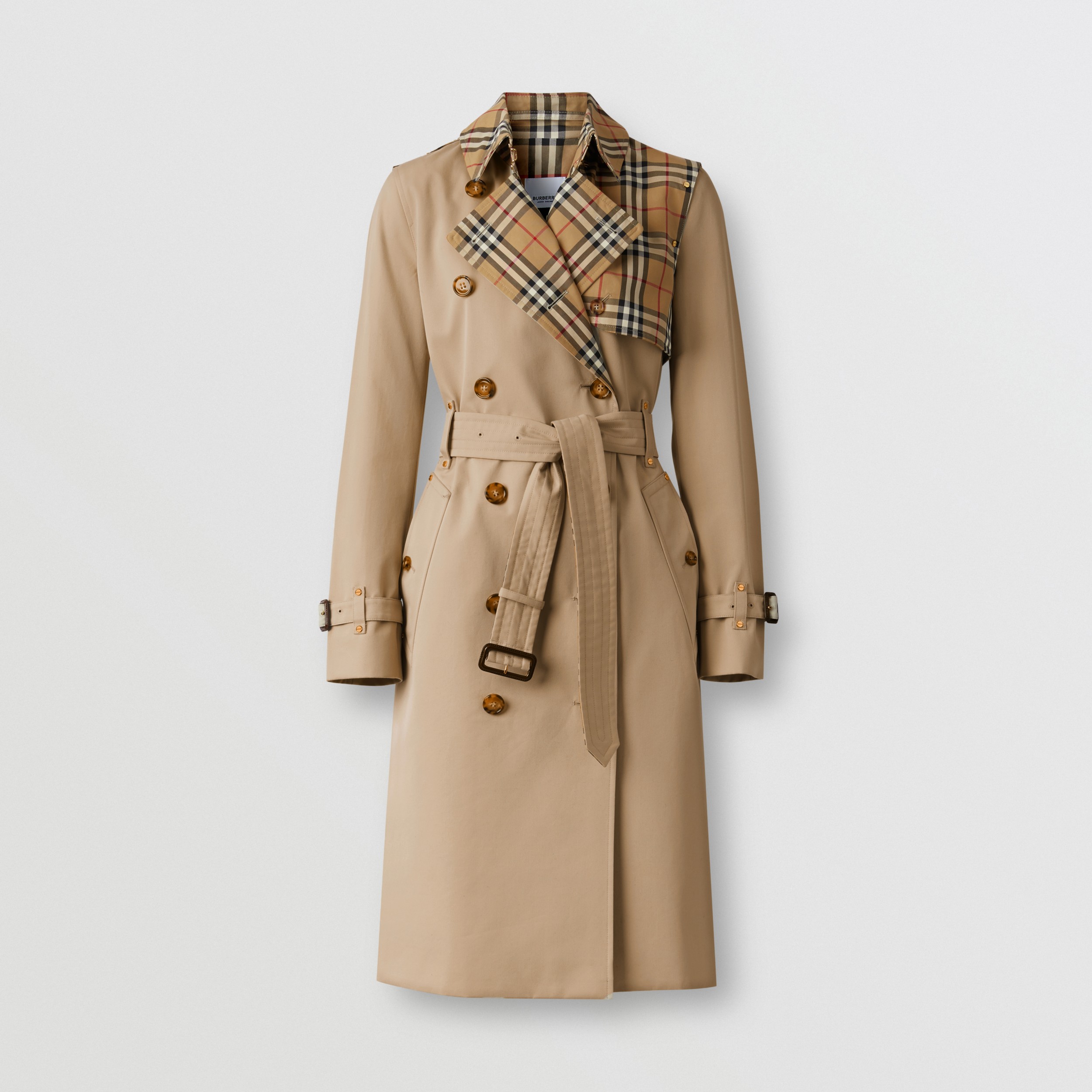 Vintage Check Panel Cotton Gabardine Trench in Honey Women | Burberry® Official