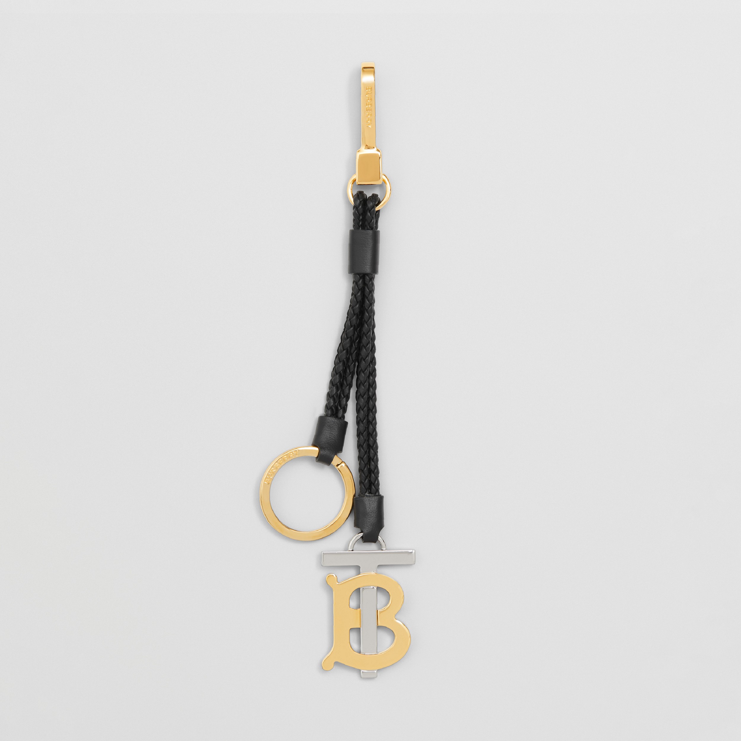 Schlüsselanhänger aus Leder mit Monogrammmotiv (Schwarz/goldfarben/palladiumfarben) - Damen | Burberry® - 1