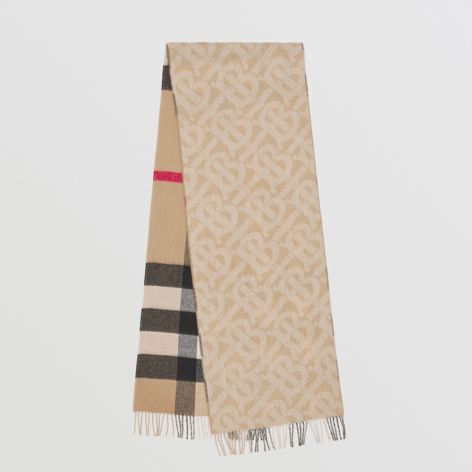 Reversible Check and Monogram Cashmere Scarf in Archive Beige | Burberry® Official