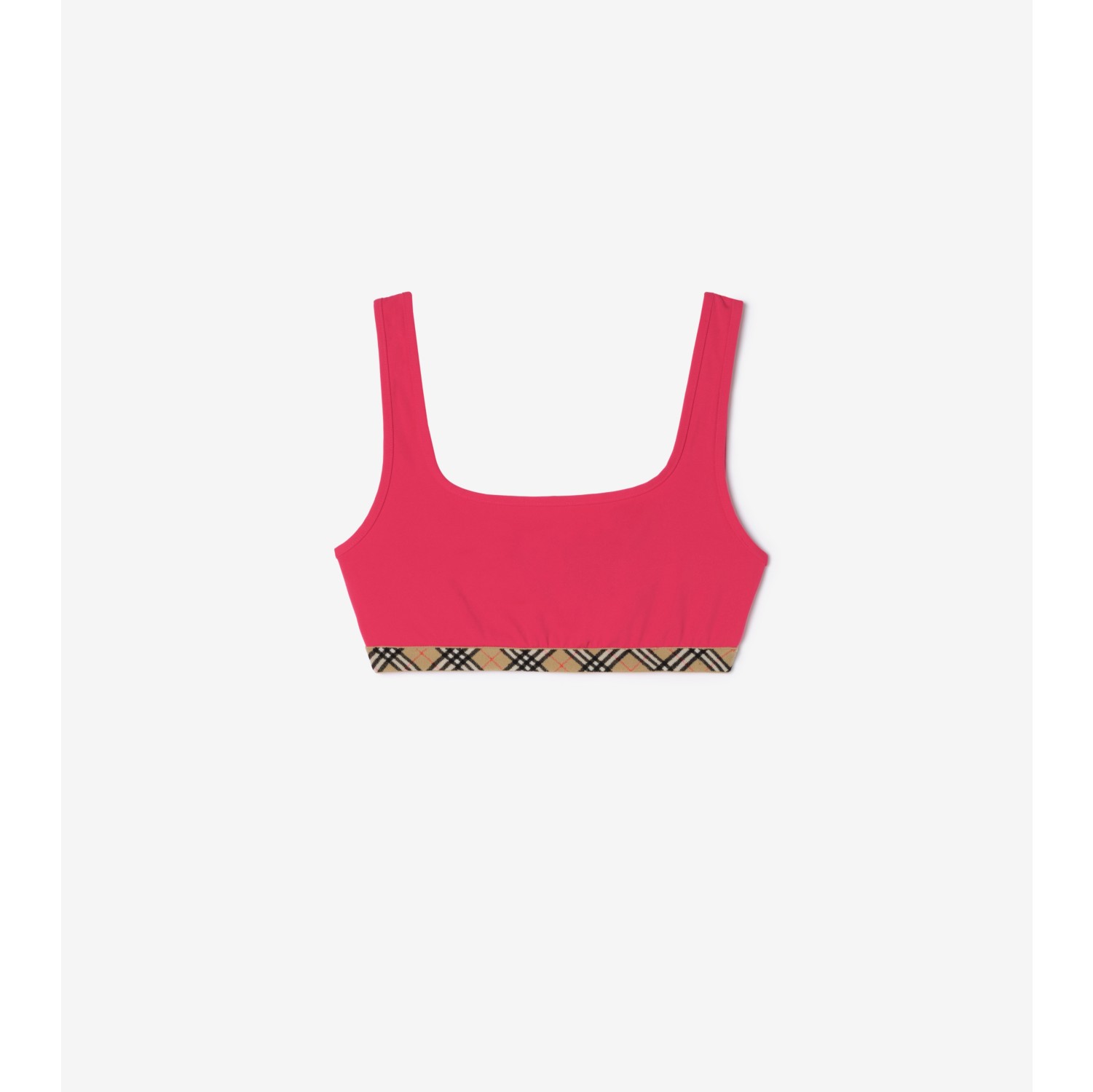 Check Trim Bikini Top in Jam red - Women, Nylon | Burberry® Official