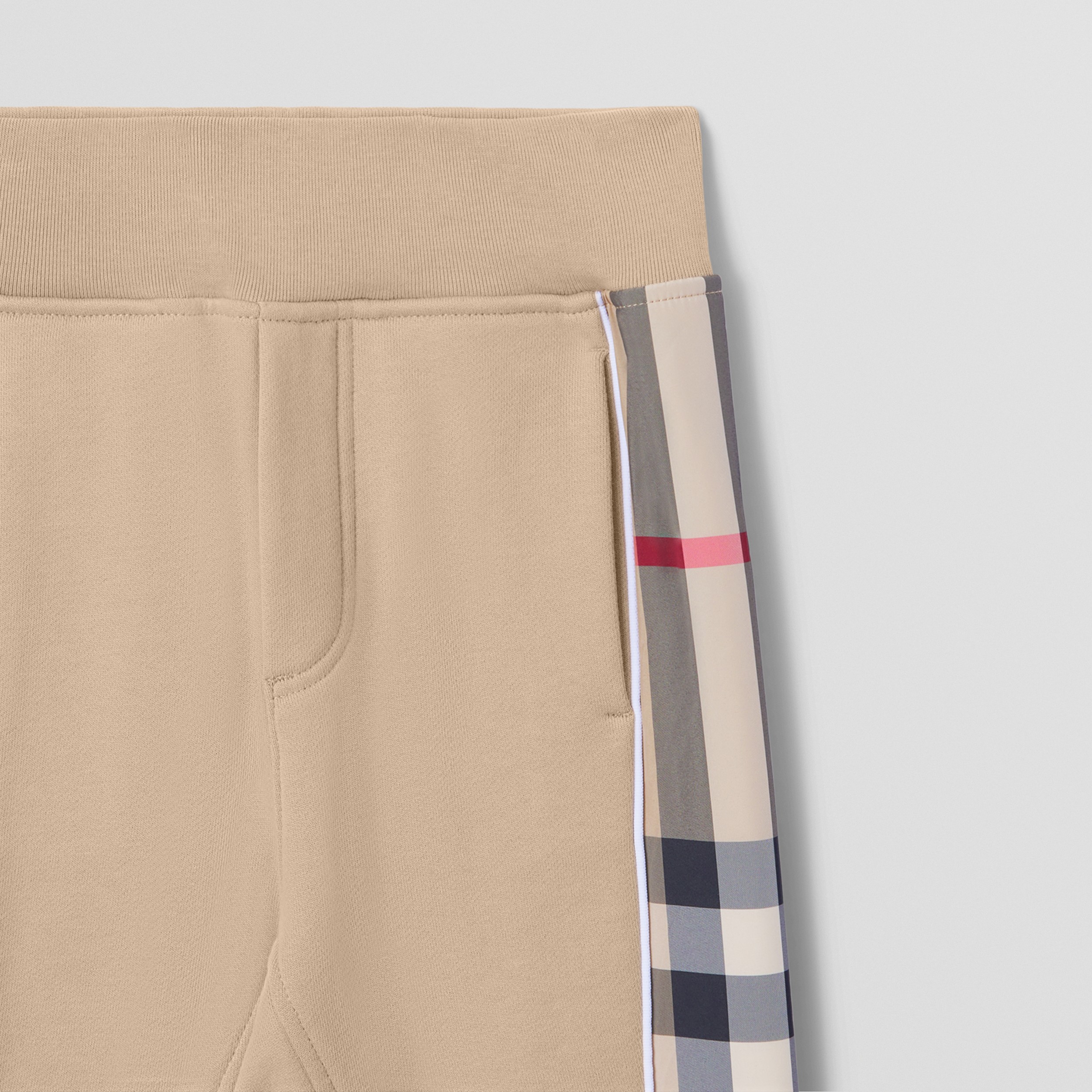 Check Panel Cotton Jogging Pants in Archive Beige | Burberry® Official - 4