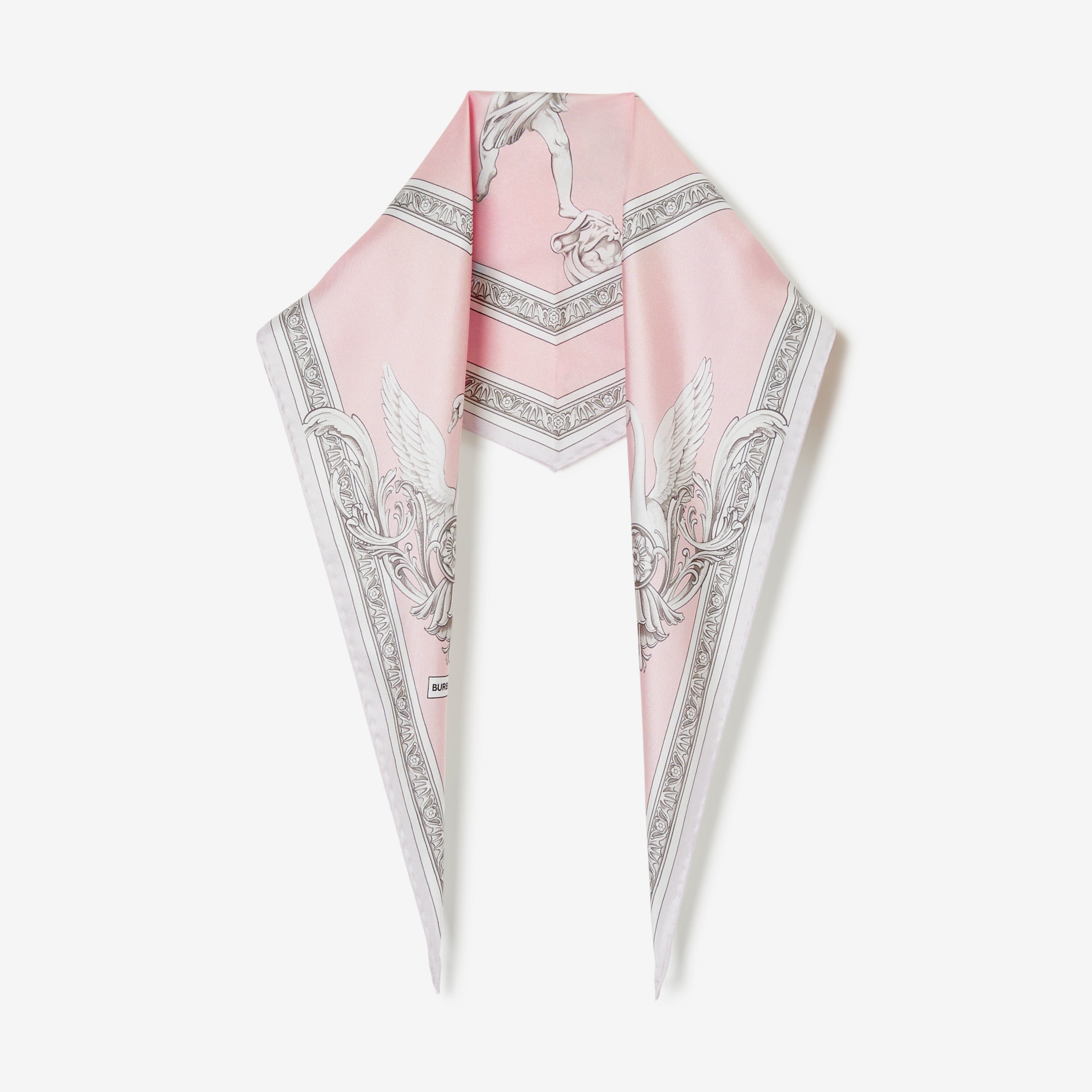 Lenço de seda em forma de diamante com estampa de estátua (Rosa Alabastro) | Burberry® oficial - 1