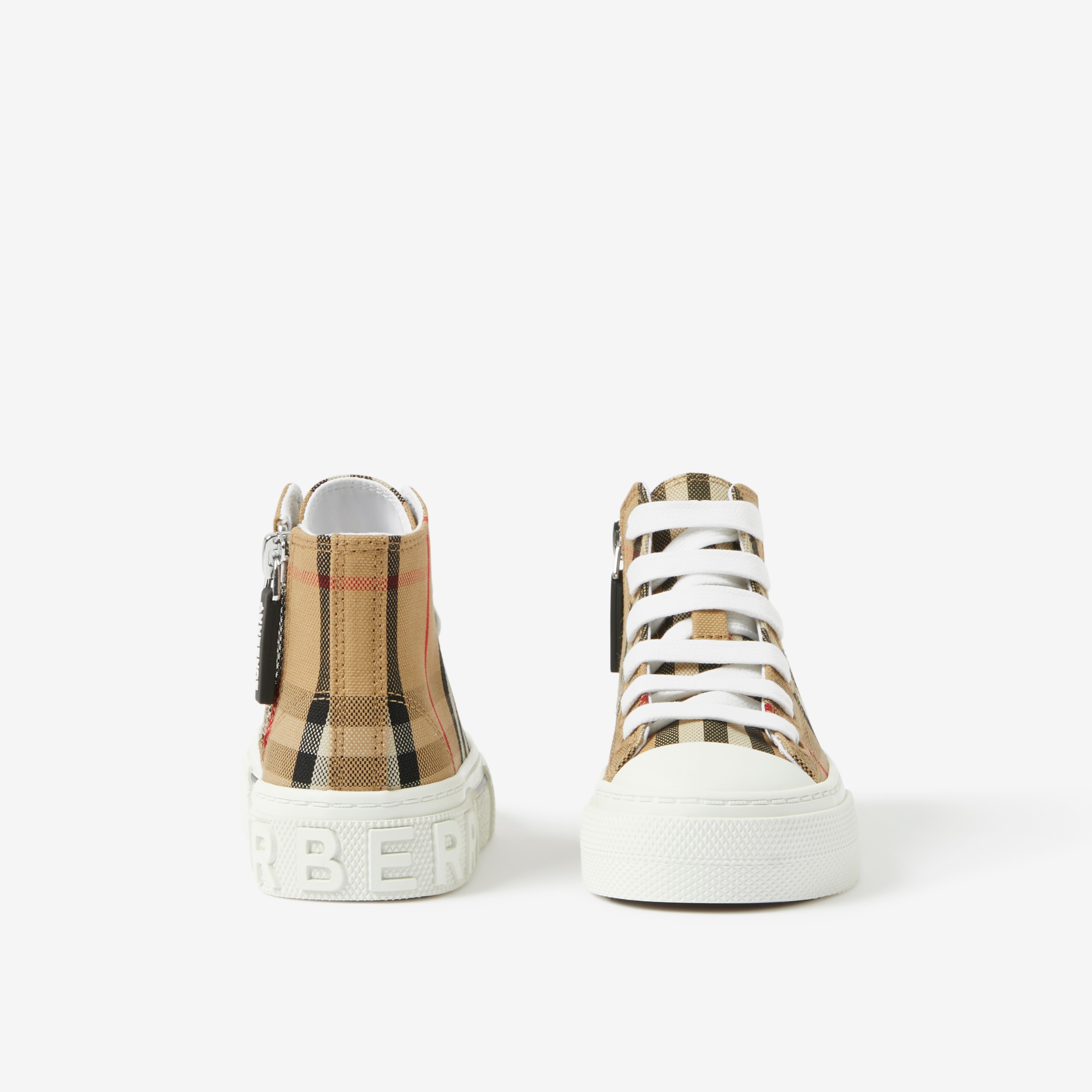 Check Cotton High-top Sneakers in Archive Beige - Children | Burberry ...