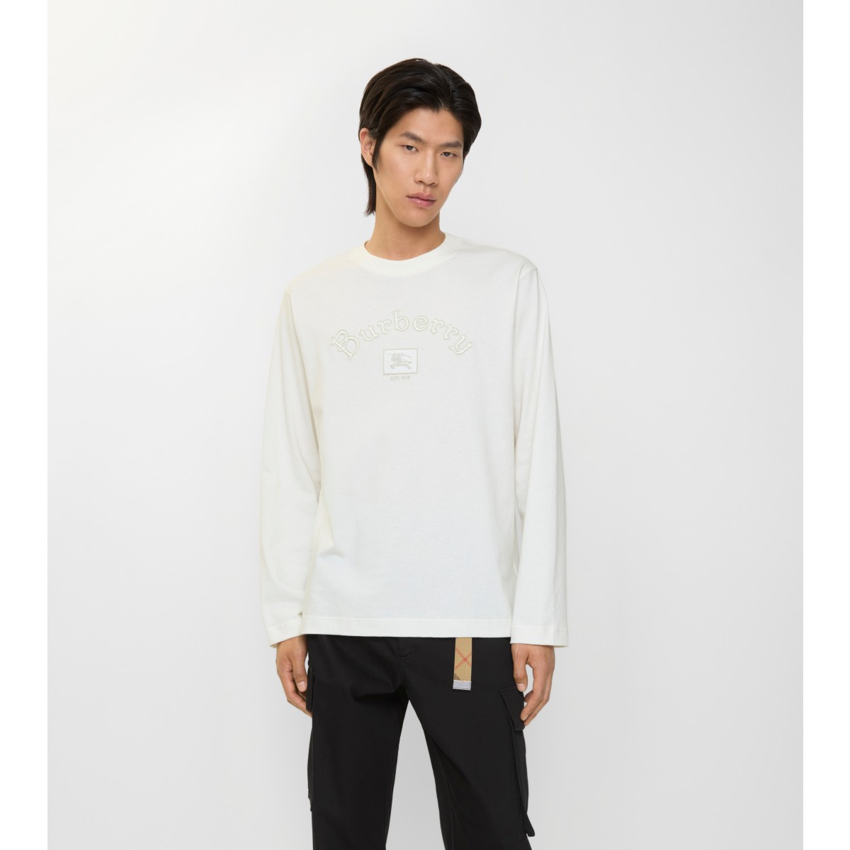  Embroidered Long-sleeve Gothic Logo T-shirt