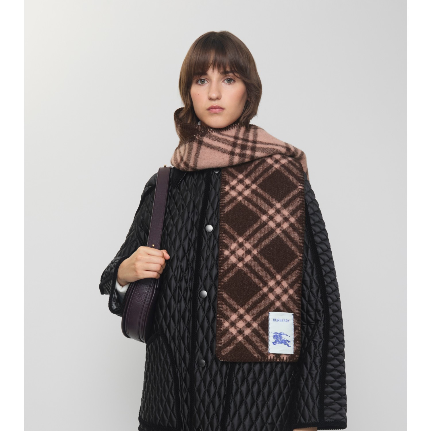 Narrow Check Wool Scarf