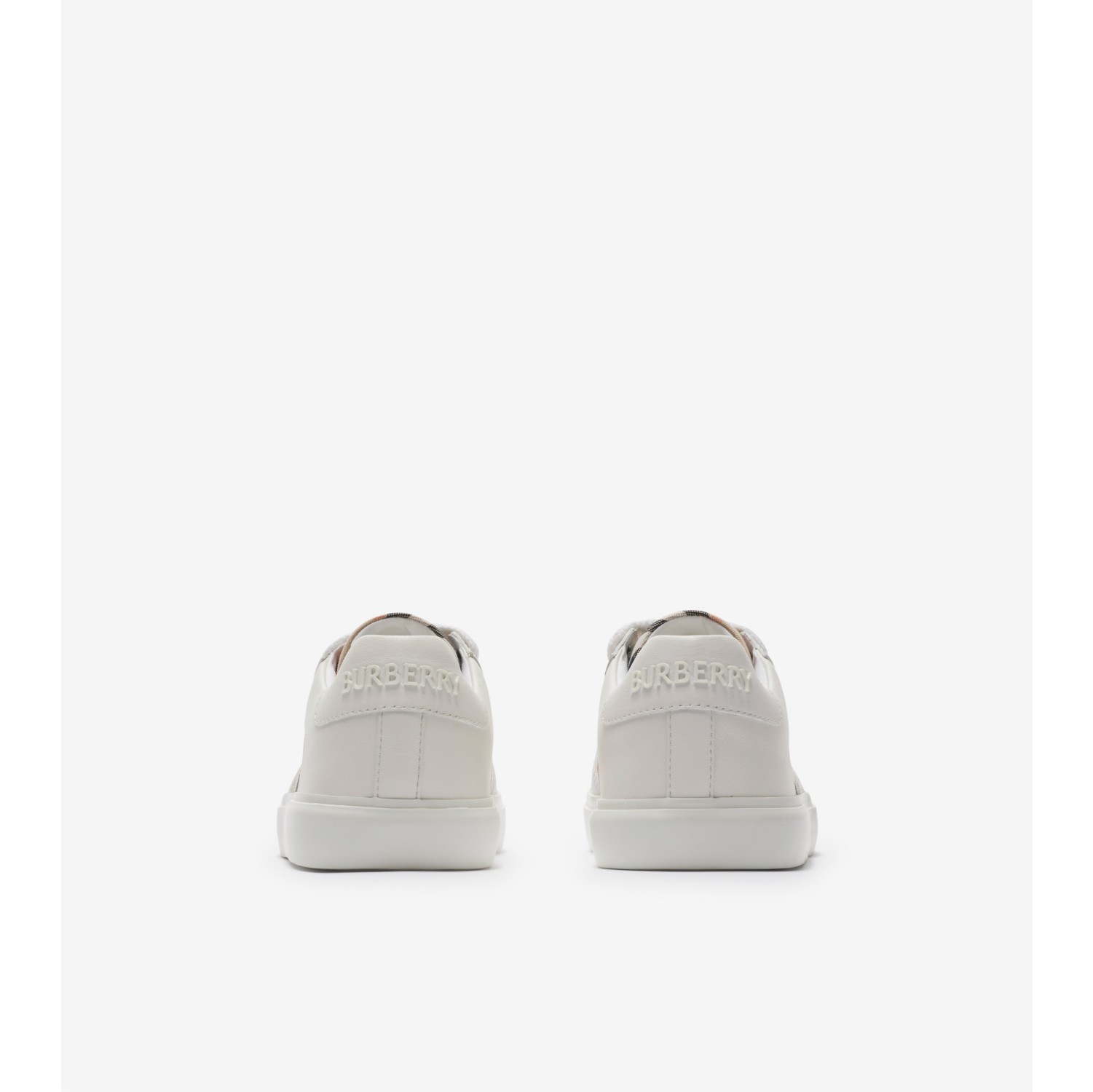 Check Cotton and Leather Sneakers