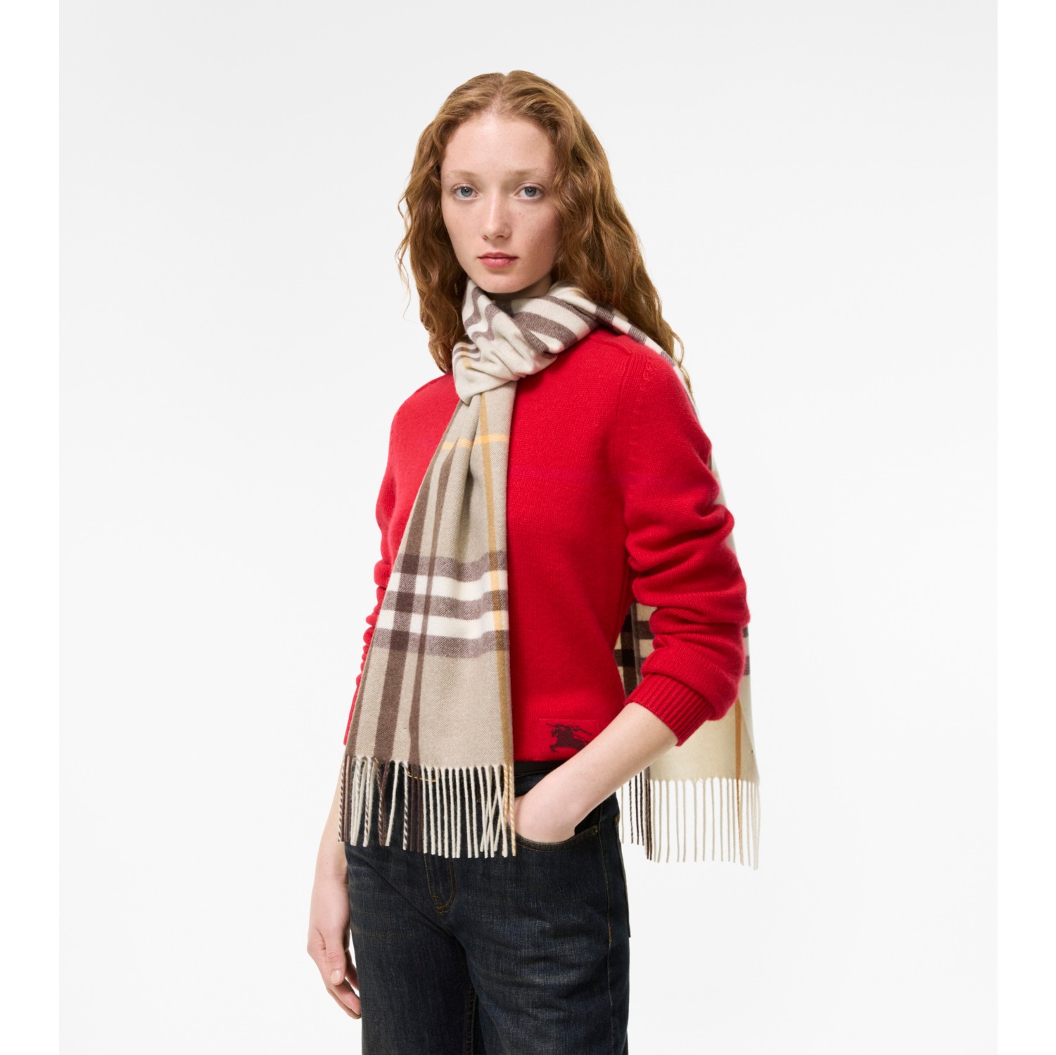 Gradient Check Cashmere Scarf