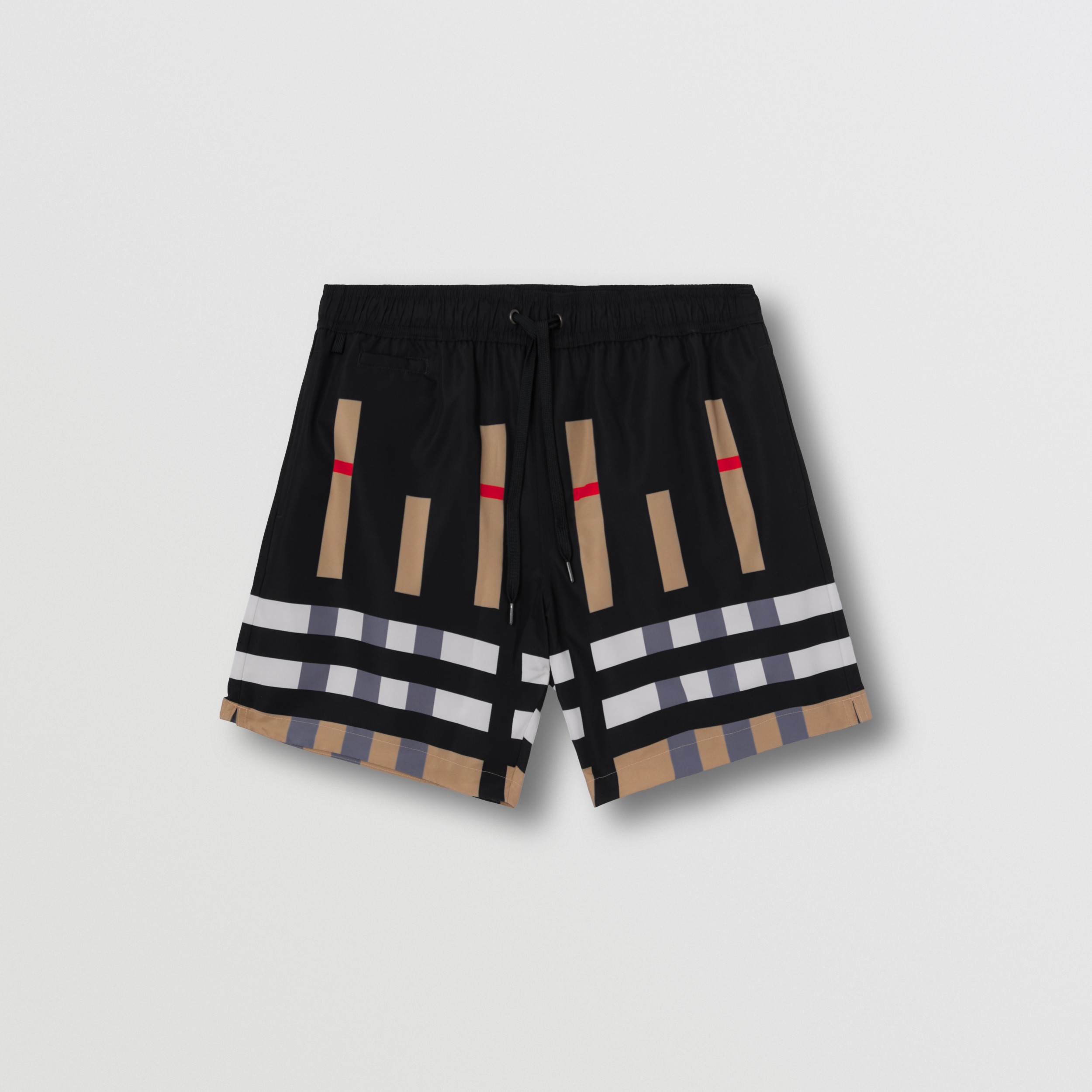 Sliced Check Print Swim Shorts in Archive Beige Men Burberry® Official