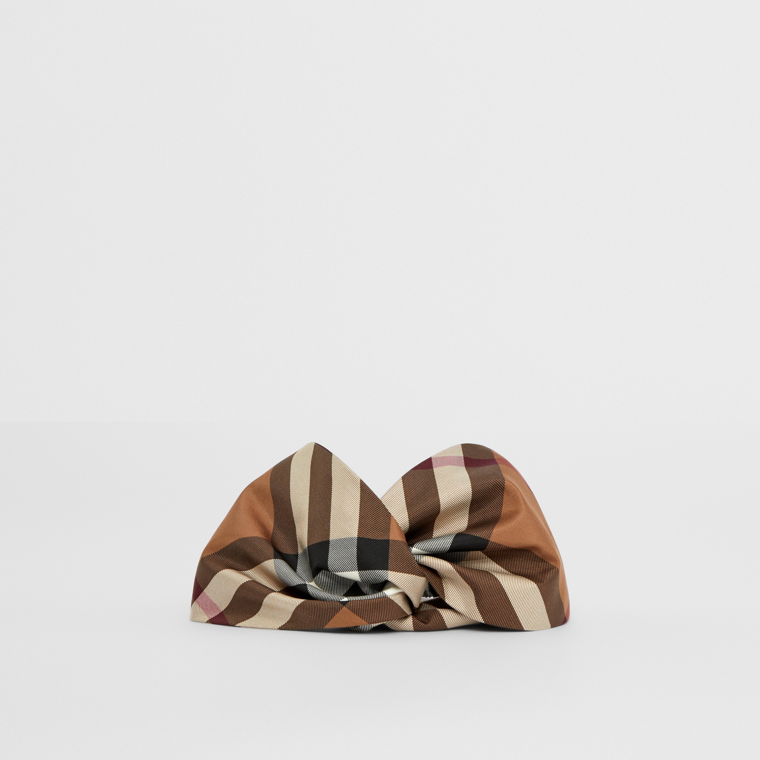 Check Silk Headband in Birch Brown | Burberry® Official - 3