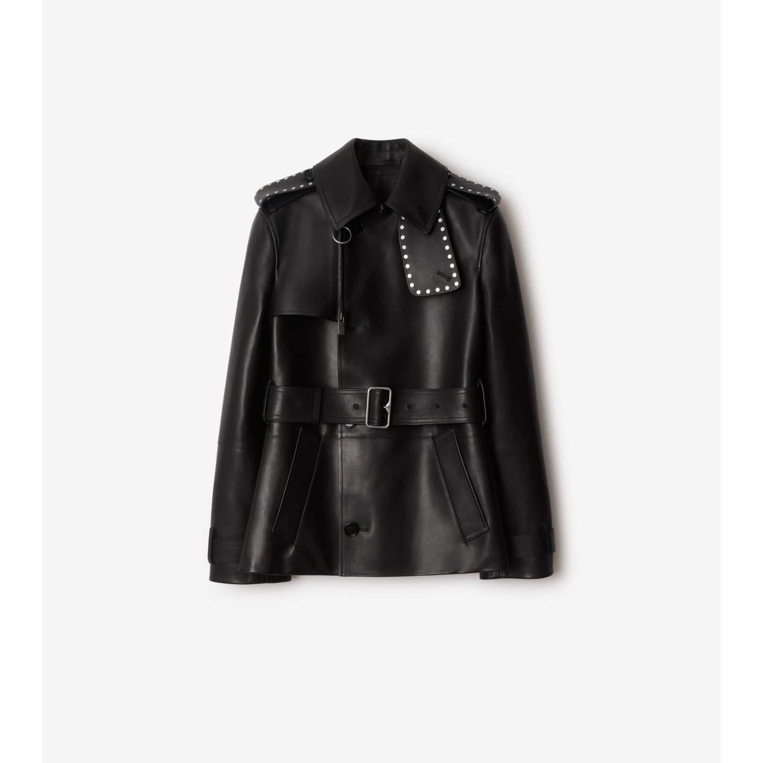 Leather Trench Jacket in Black Women Burberry Official