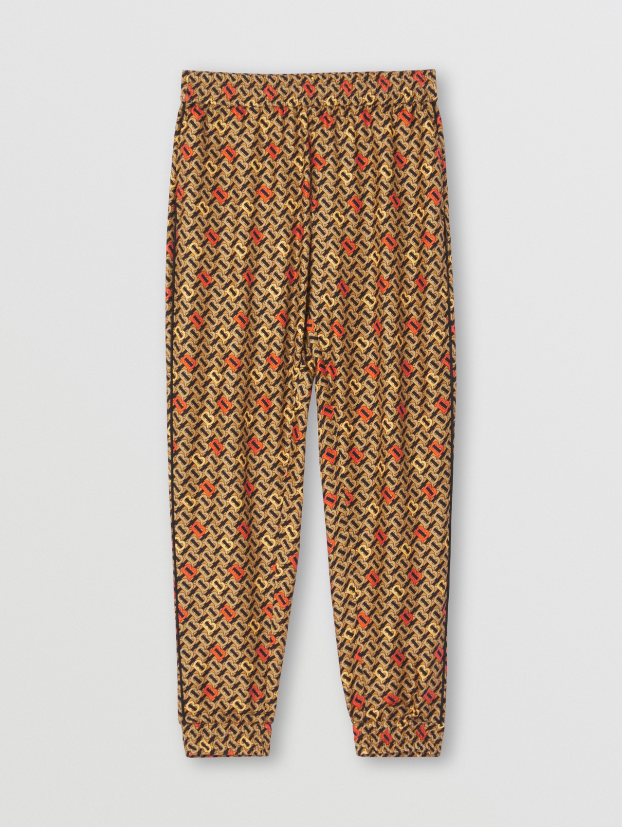 Pantaloni da jogging in seta con stampa monogramma (Senape)