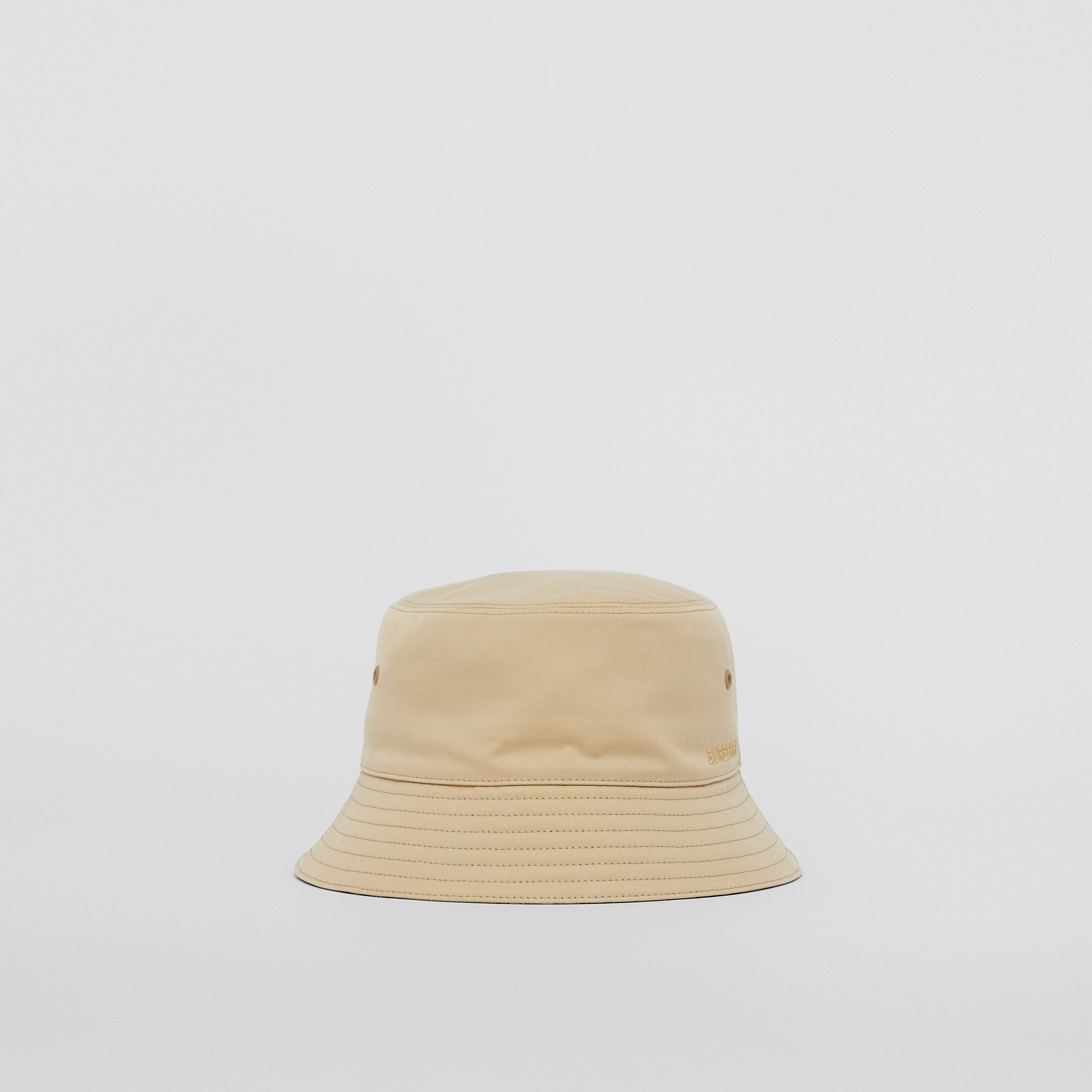 Embroidered Logo Cotton Gabardine Bucket Hat in Honey | Burberry® Official - 1