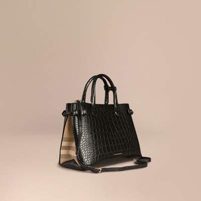 Burberry The Medium Banner Aus Alligatorleder In Black