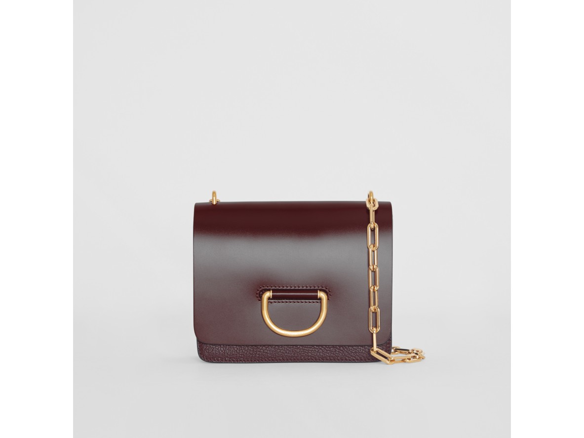 小号皮革 d 型环包 (深红色) - 女士 | burberry 博柏利