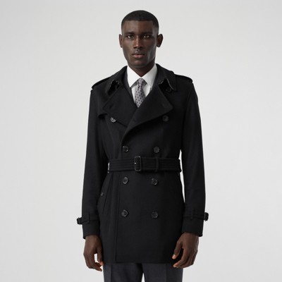 Wool Cashmere Trench Coat in Black 