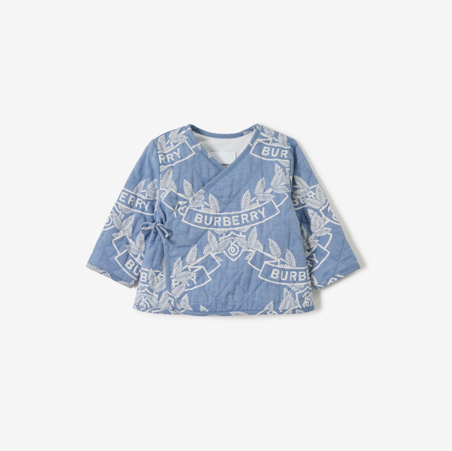 Jaqueta estilo wrap de algodão com emblema de folha de carvalho (Azul Claro) - Crianças | Burberry® oficial