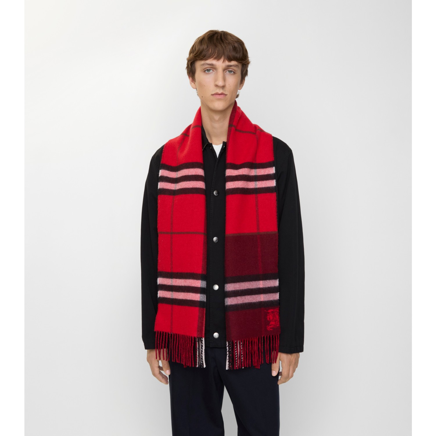Contrast Check Cashmere Scarf