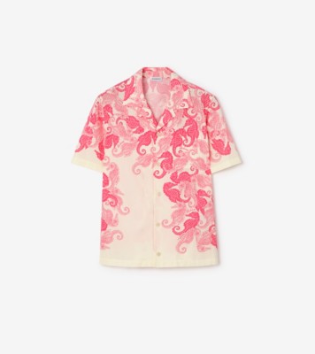 Relaxed Fit Seahorses Cotton Shirt in Honeysuckle pink - Men