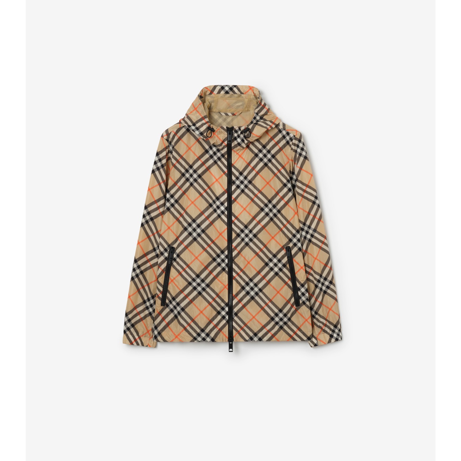 Check Nylon Hooded Jacket