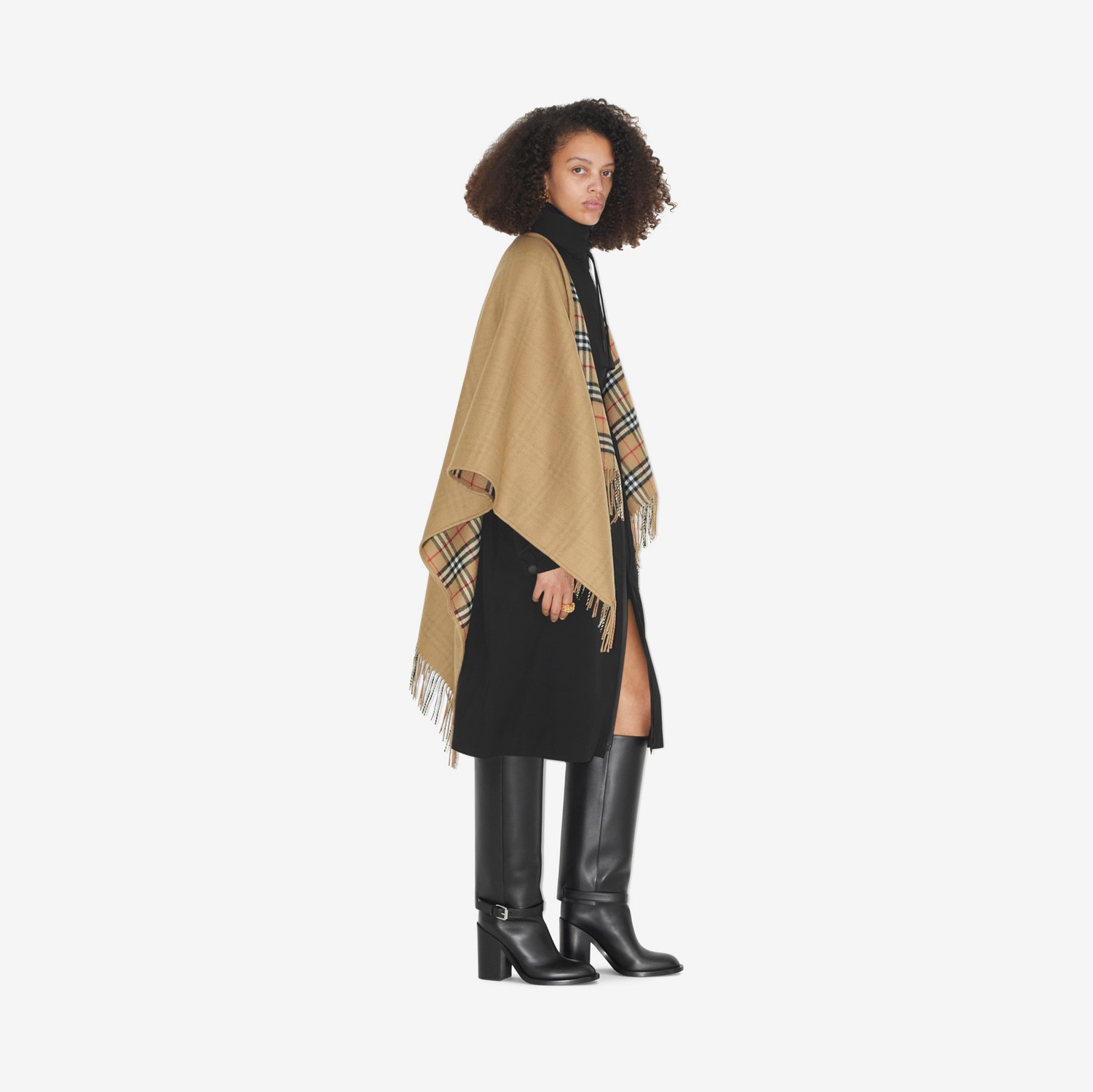 Wendbares Wollcape in Check (Vintage-beige) | Burberry®