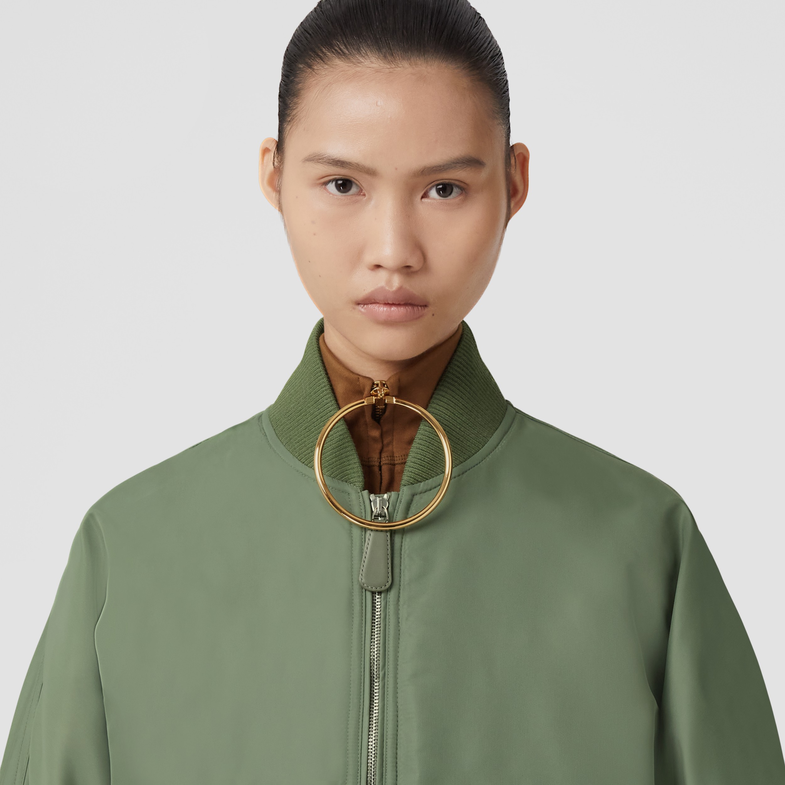 EKDlined Nylon Bomber Jacket in Light Airforce Green Women