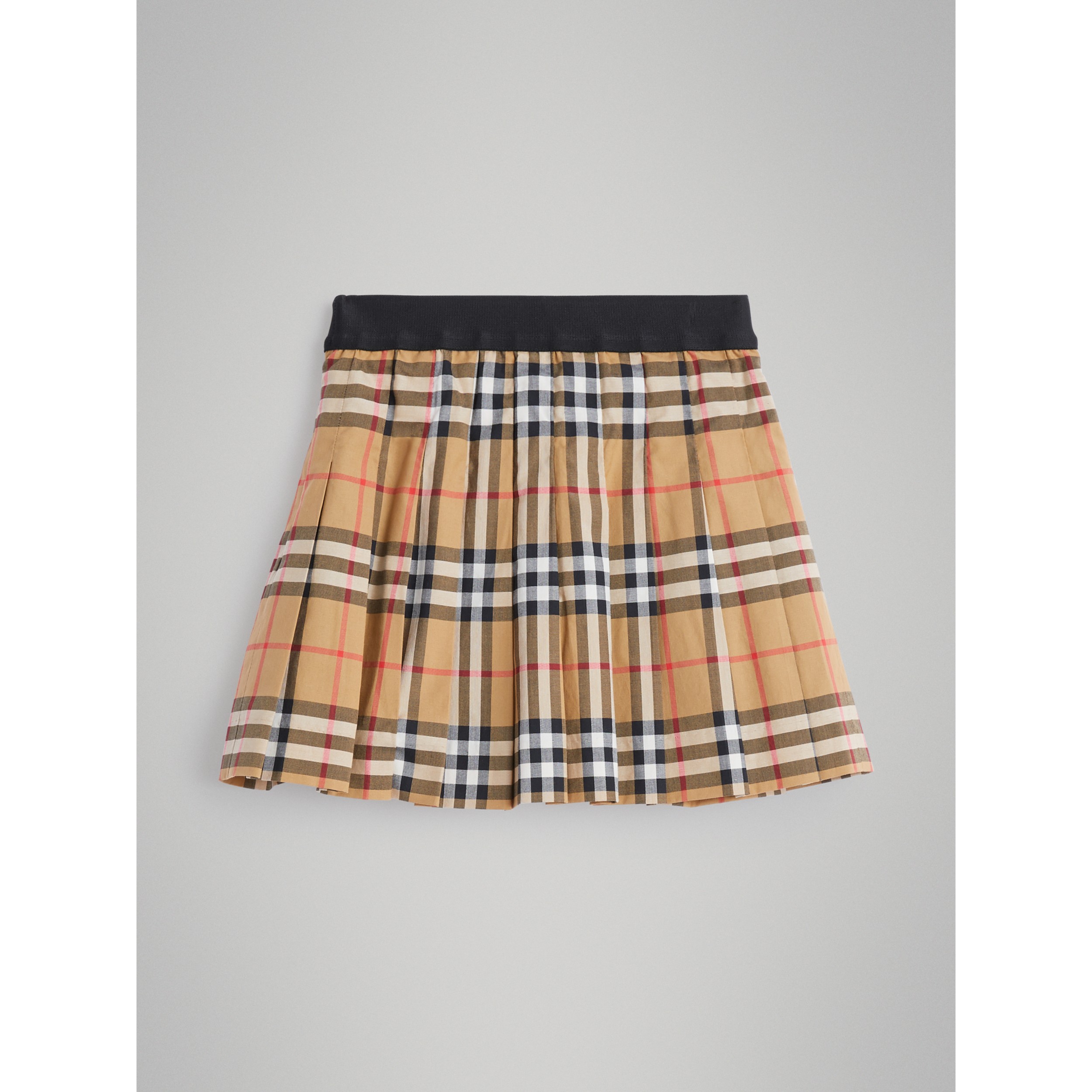 Pleated Vintage Check Cotton Skirt In Antique Yellow Girl Burberry United States 