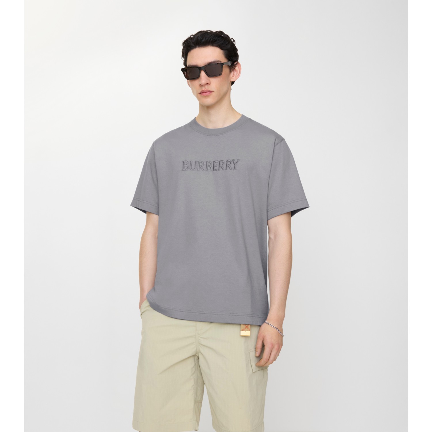 Logo Cotton T-shirt in Forecast grey - Men | Burberry® Official