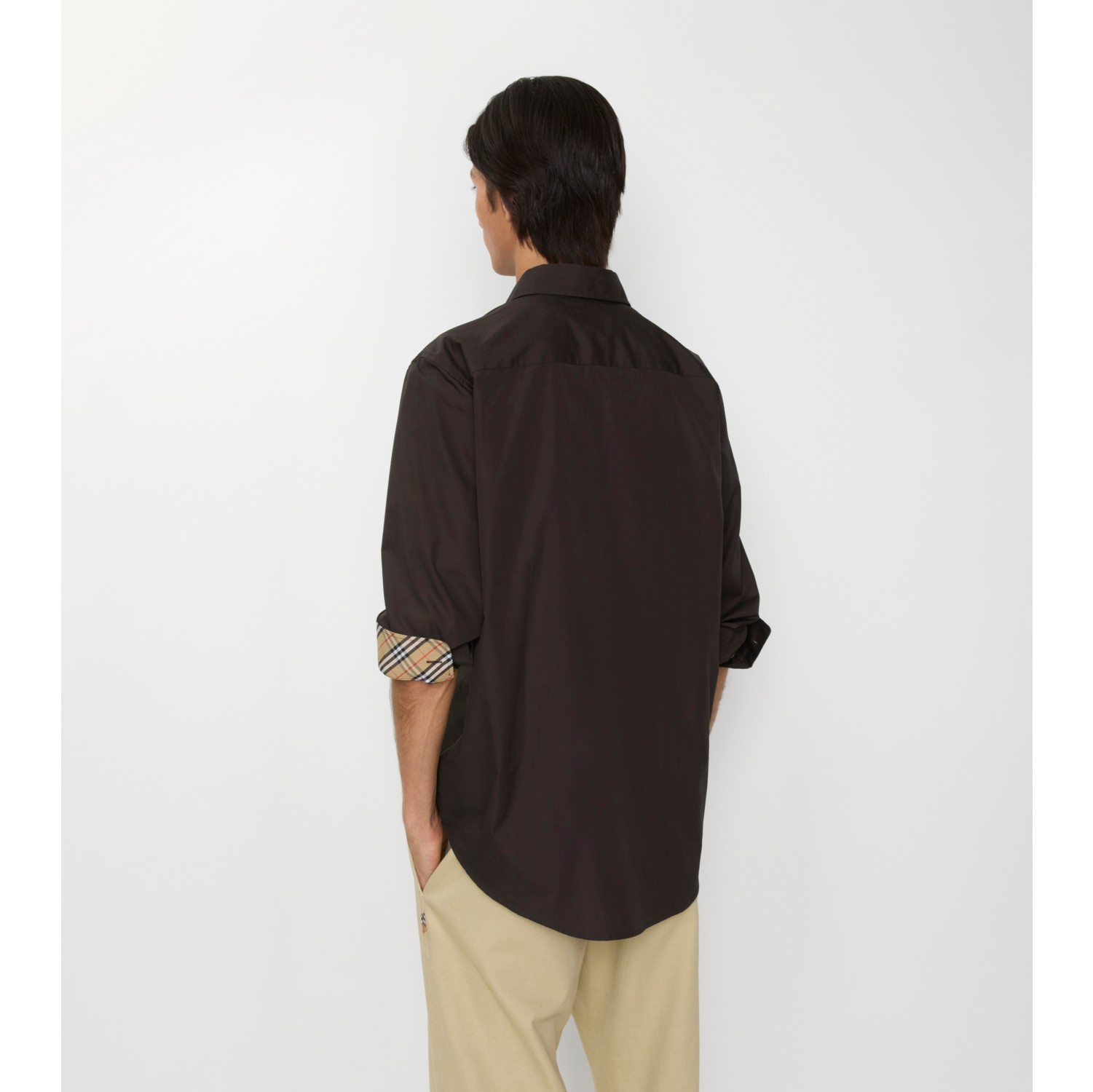 Regular Fit Cotton Poplin Shirt in Bark brown - Men | Burberry® Official