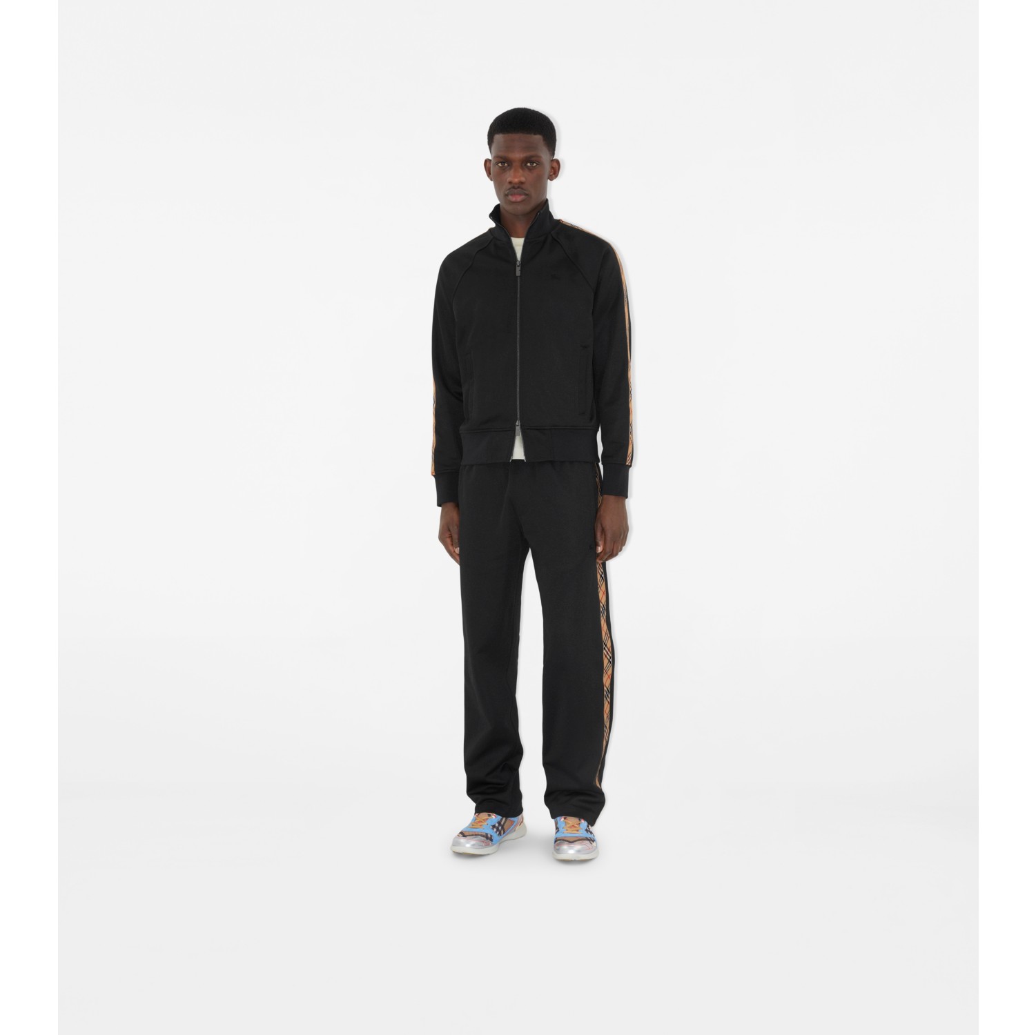 Pantalon de survêtement en coton mélangé Check