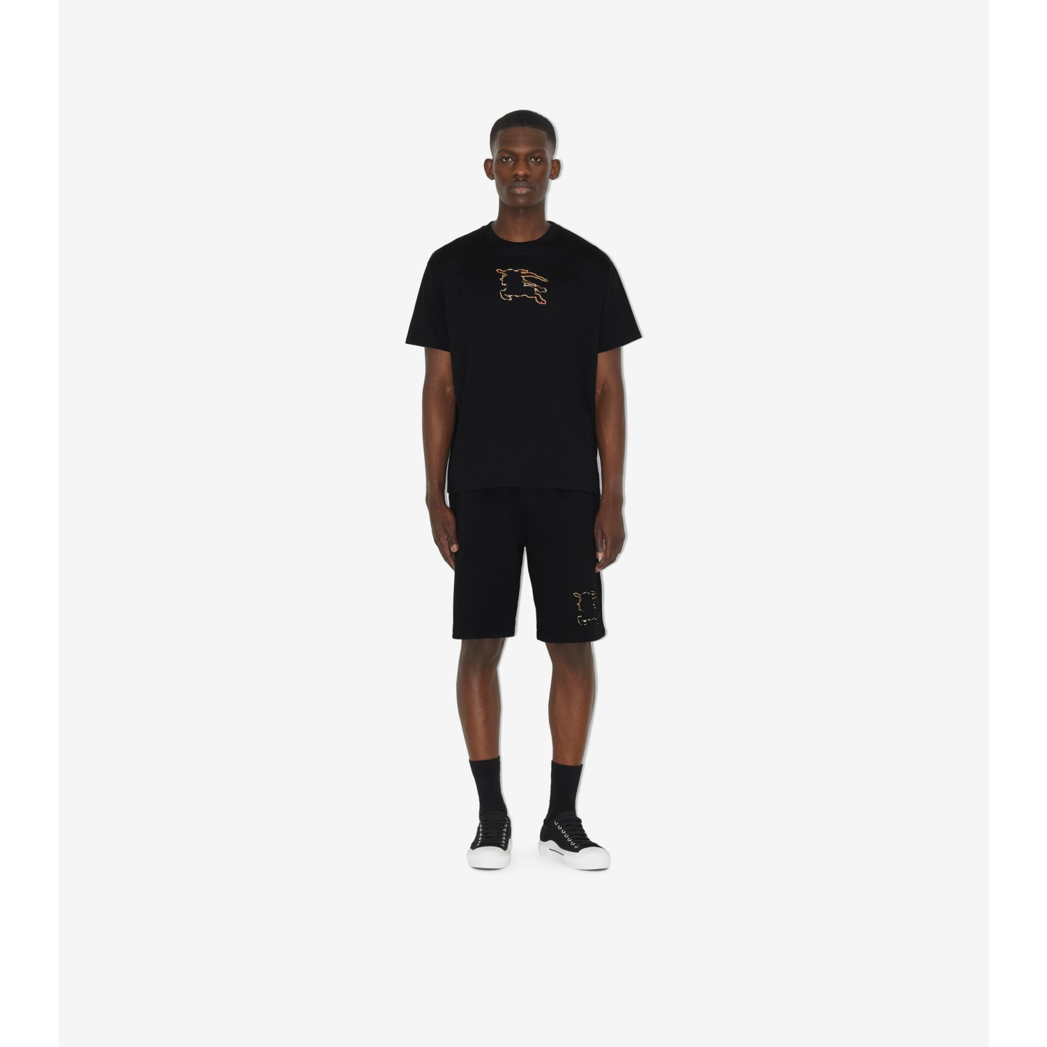 Check EKD Cotton T-shirt in Black - Men | Burberry® Official