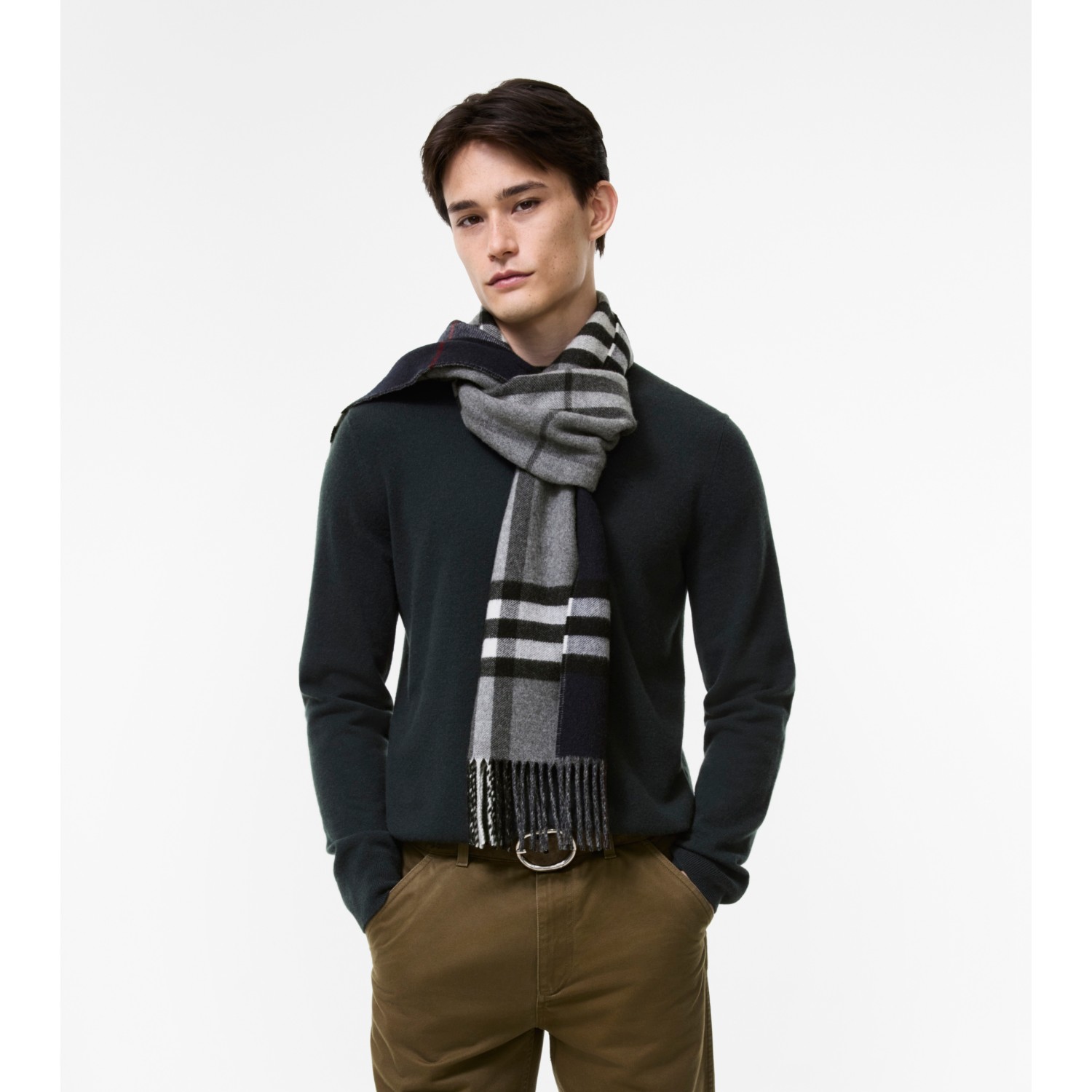 Reversible Check Cashmere Scarf - thumbnail 7