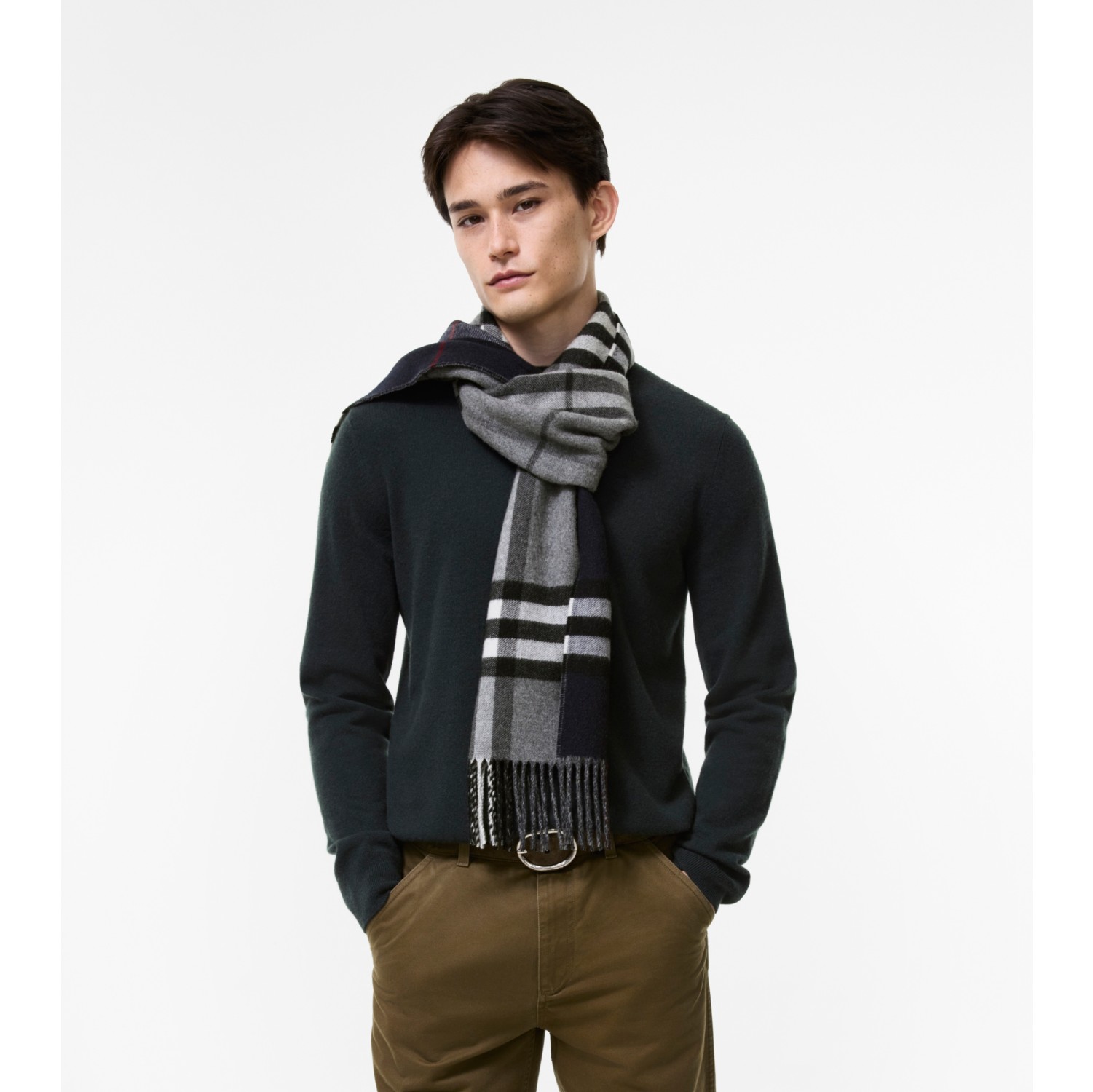 Reversible Check Cashmere Scarf