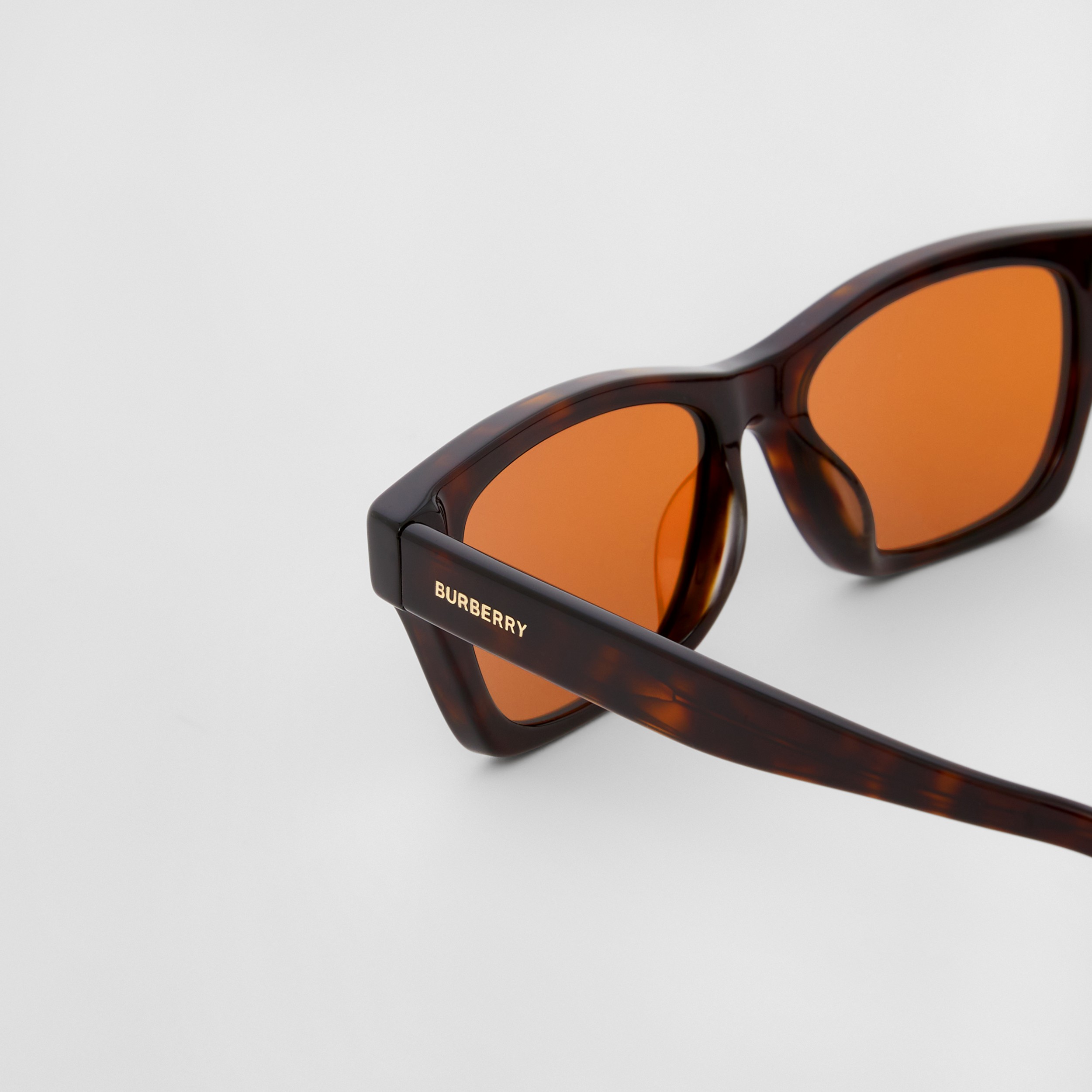 Logo Detail Rectangular Frame Sunglasses in Dark Tortoiseshell - Men | Burberry® Official - 2