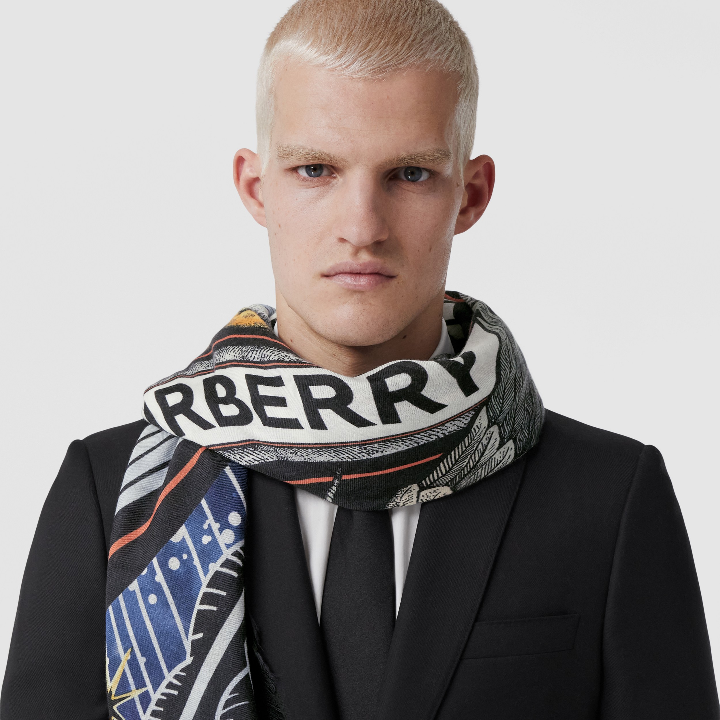 Celestial Print Cashmere Large Square Scarf in Multicolour - Men | Burberry® Official - 4