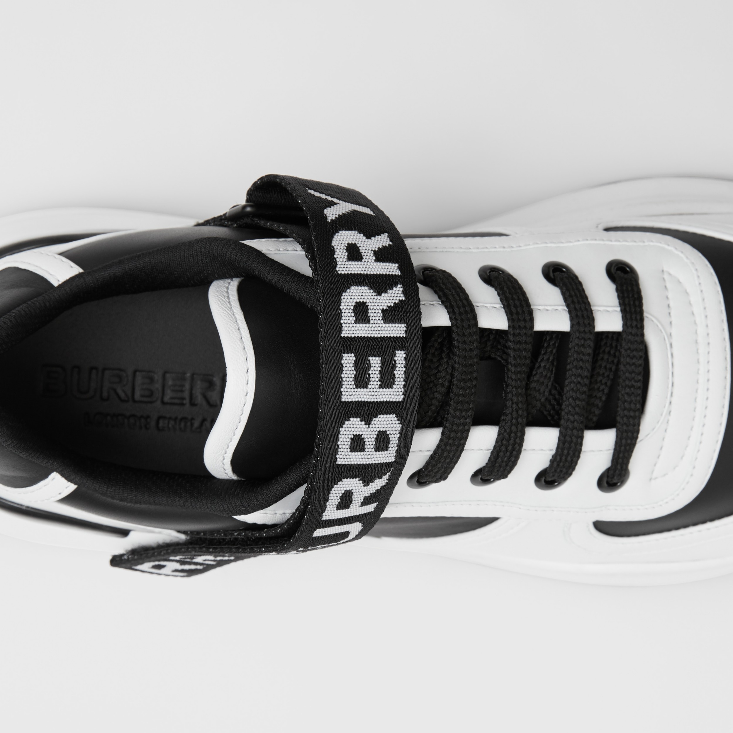 burberry suede detail monogram stripe sneakers