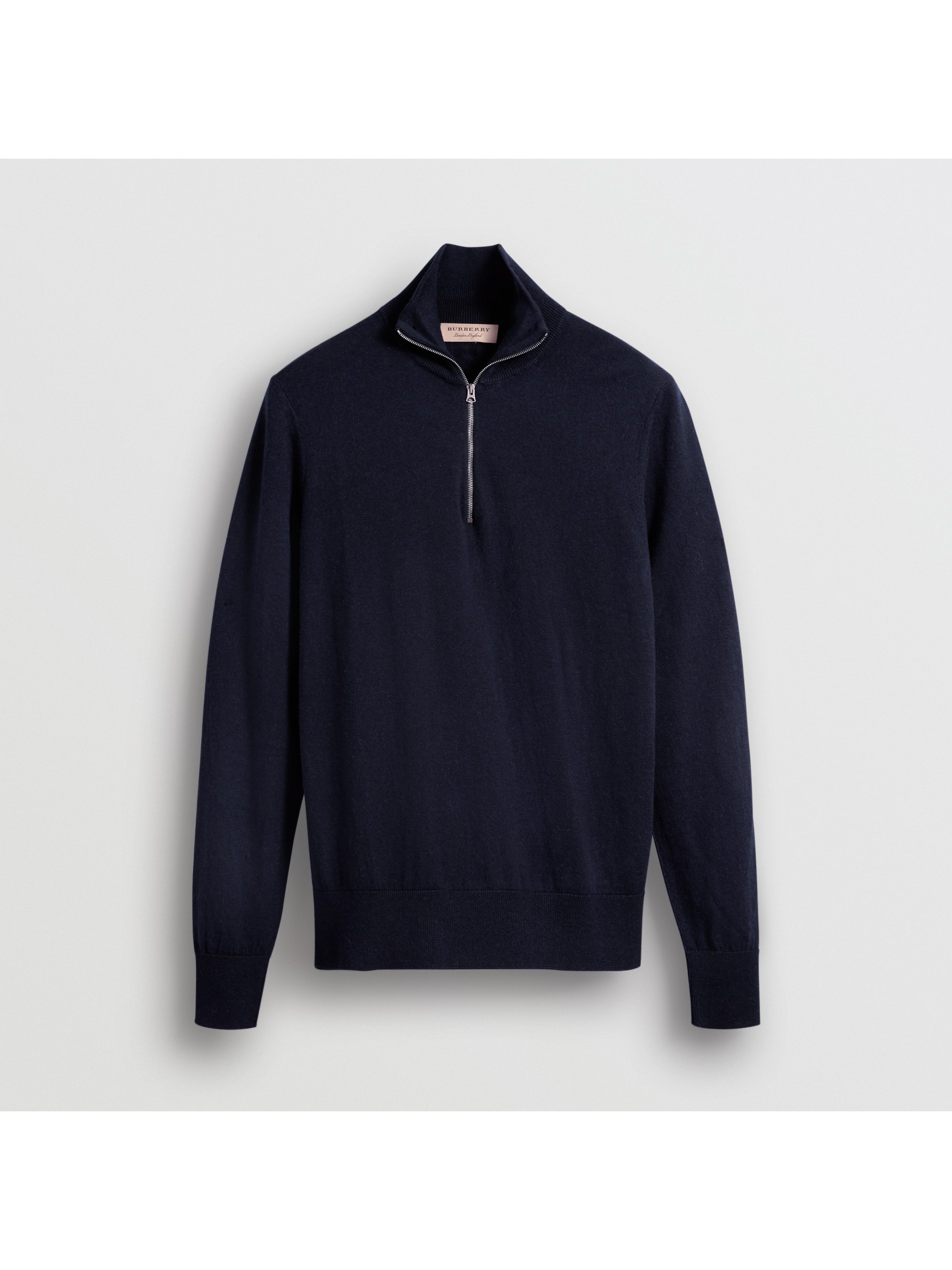 拉链衣领羊绒混纺针织衫