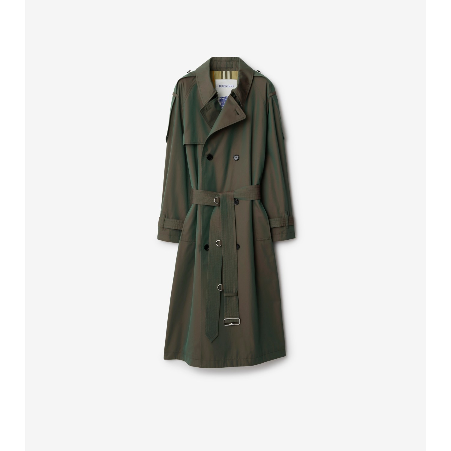 Long Cotton Trench Coat in Antique green - Women | Burberry® Official