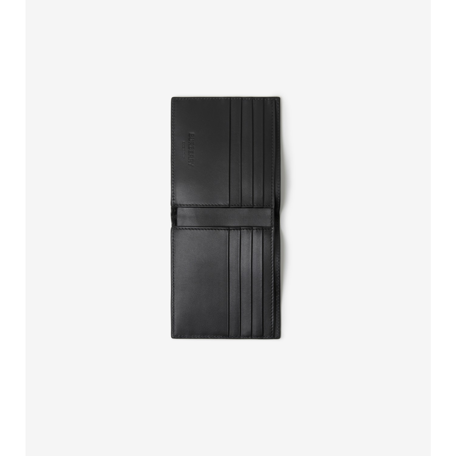 Burberry Grainy Leather Tb Bifold Wallet In Black/black