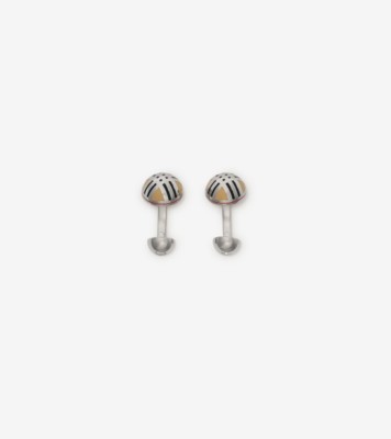 Enamel Check Cufflinks in Silver - Men | Burberry® Official