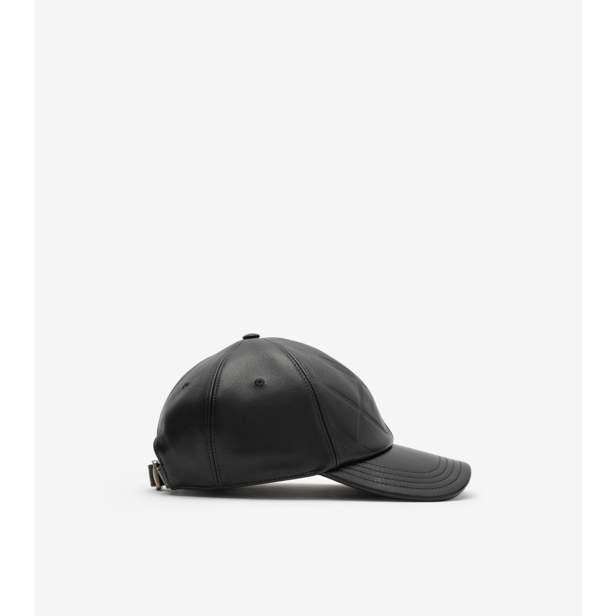  Check Embossed Leather Baseball Cap