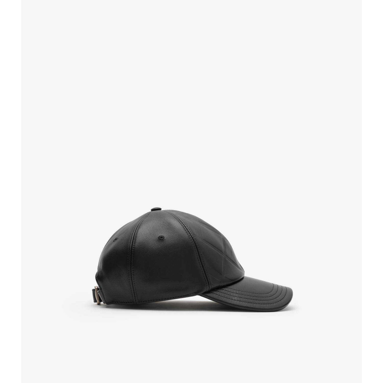 Embossed Check Leather Baseball Cap